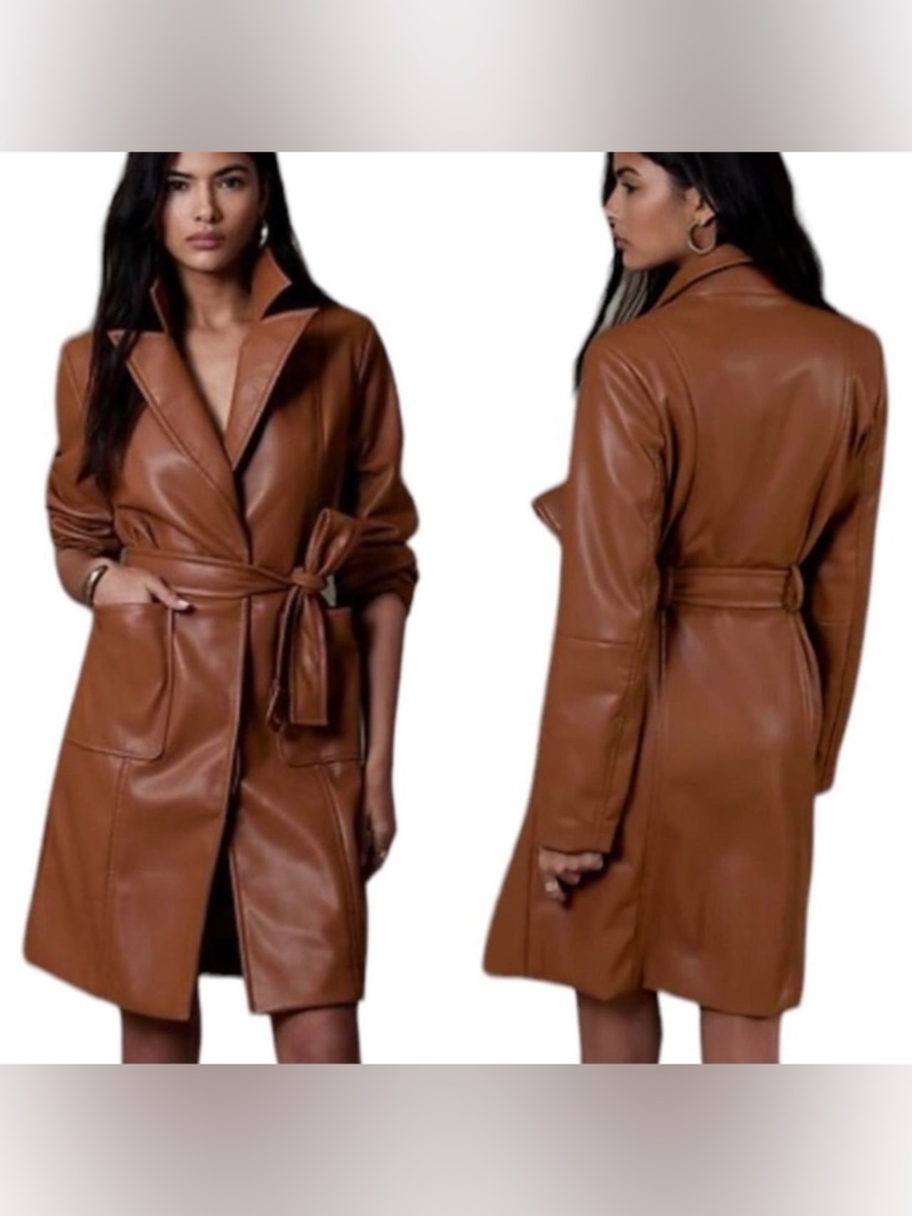 Banana Republic Rust Brown Leather Trench Coat